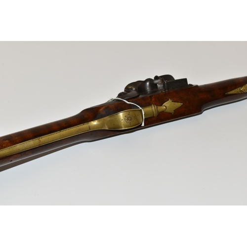 281 - AN ANTIQUE FLINTLOCK BLUNDERBUSS, fitted with a 30'' steel flared muzzle barrel, the lock bears the ... 