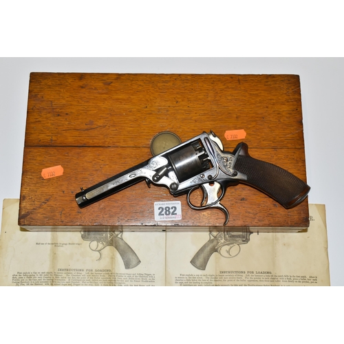 282 - A FINE CASED ANTIQUE 80-BORE PERCUSSION TRANTER PATENT THIRD MODEL REVOLVER No. 145237, circa 1860, ... 