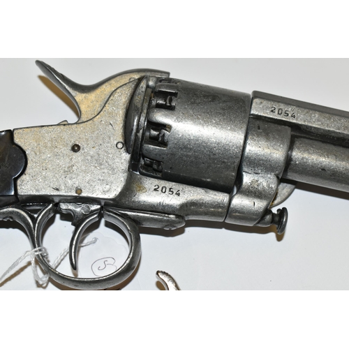 285 - THREE WHITE METAL REPLICA REVOLVERS, designed so they are incapable of conversion to fire live cartr... 