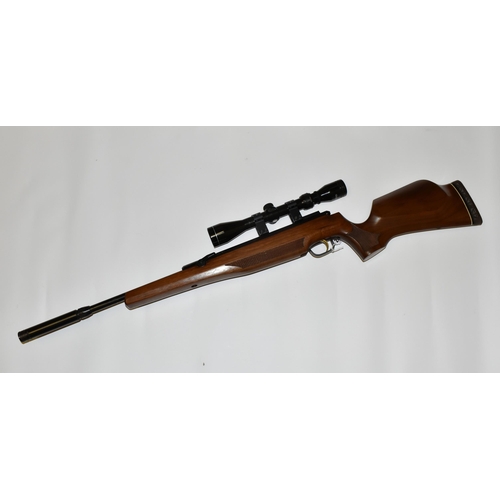 299 - AN AIR ARMS SE90 .22 SIDE LEVER AIR RIFLE, serial no. 43889, fitted with a Tasco 3-9 x 40 scope and ... 