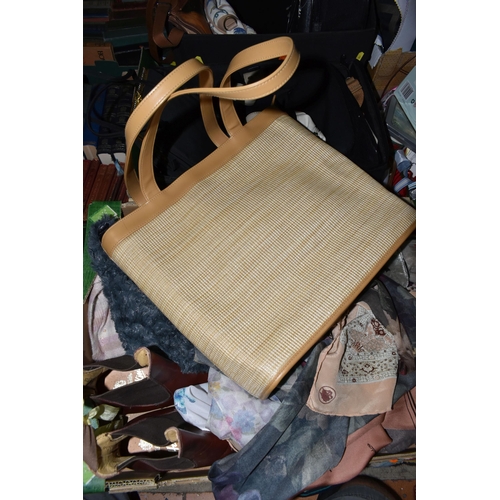 608 - FOUR BOXES AND LOOSE HANDBAGS, SCARVES AND ACCESSORIES ETC, brands include Fiorelli, Luca Bocelli, S... 