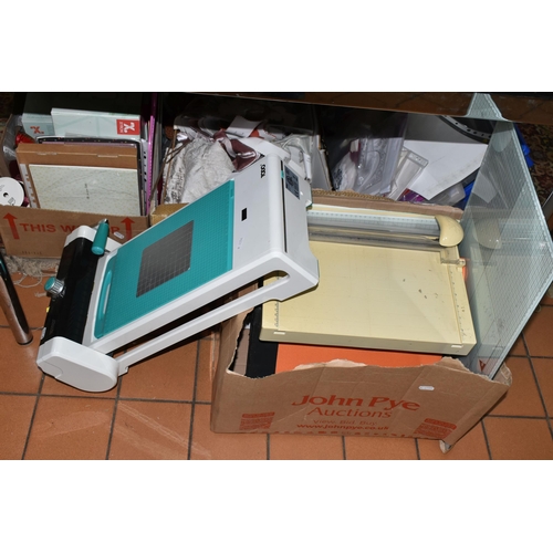 609 - FOUR BOXES OF CRAFT WORK TOOLS AND EQUIPMENT, to include a Todo multi-functional hot die cutting, em... 