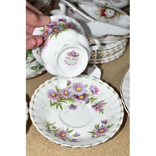 422 - A QUANTITY OF ROYAL ALBERT 'LAVENDER ROSE' PATTERN DINNERWARE, comprising a large oval meat plate (m... 