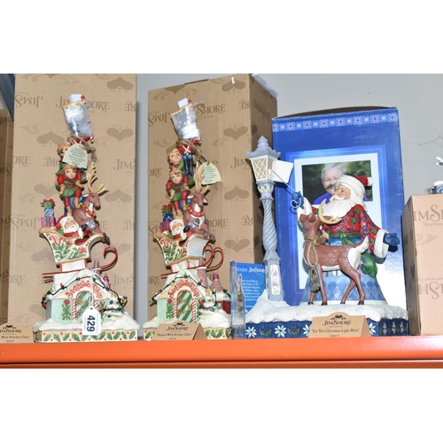 429 - SIX BOXED JIM SHORE 'HEARTWOOD CREEK' CHRISTMAS FIGURINES, comprising two illuminated 'Heaped With H... 