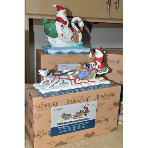 429 - SIX BOXED JIM SHORE 'HEARTWOOD CREEK' CHRISTMAS FIGURINES, comprising two illuminated 'Heaped With H... 