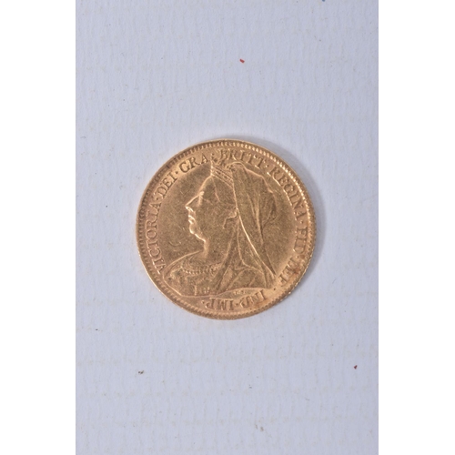 2 - A HALF SOVEREIGN COIN, depicting Queen Victoria, dated 1899, approximate gross weight 4.1 grams