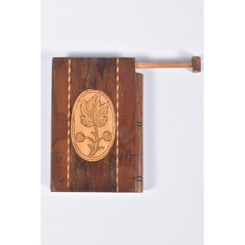 26 - TWO WOODEN CARD CASES, the first a Chinese carved case with detachable lid, the second designed as a... 