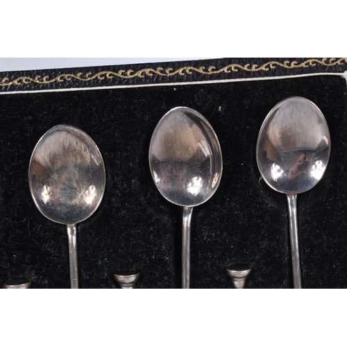 32 - CUNARD INTEREST, A CASED SET OF TWELVE SILVER AND ENAMEL COFFEE SPOONS AND A SIGNED CUNARD QUEEN MAR... 