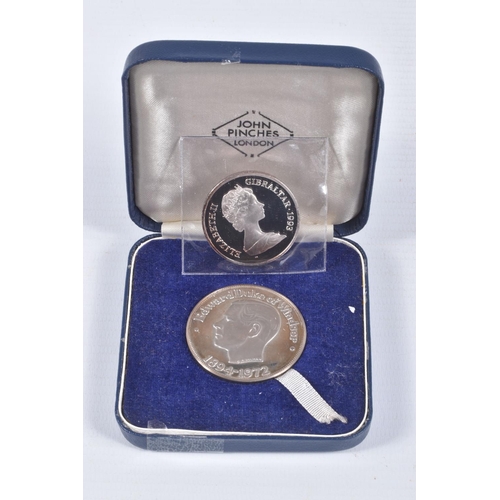 46 - TWO DUKE OF WINDSOR COINS, to include a commemorative Half Crown dated 1936 with Elizabeth II Gibral... 