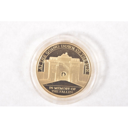 48 - A ROYAL MINT 'IN FLANDERS FIELDS MUSEUM MENIN GATE' in memory of the fallen gold coin, double crown,... 