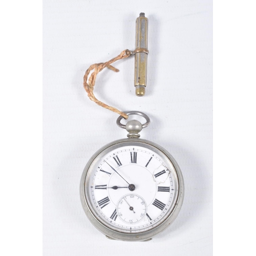 71 - THREE OPEN FACE POCKET WATCHES, three white metal open face pocket watches, two with Roman numerals ... 