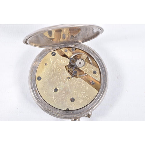 71 - THREE OPEN FACE POCKET WATCHES, three white metal open face pocket watches, two with Roman numerals ... 