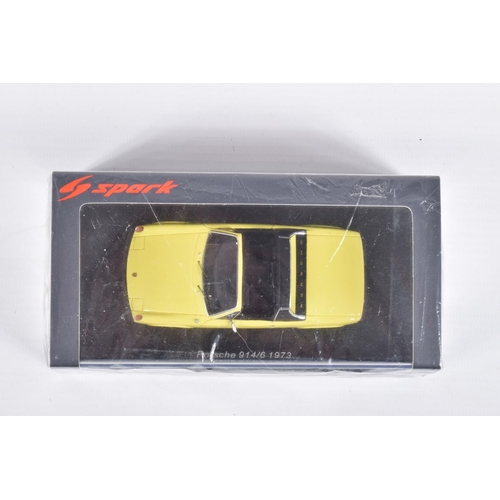 109 - FIVE BOXED SPARK MODEL MINIMAX VEHICLES, the first is a Porsche 914/6 1973, numbered S4562, in  yell... 