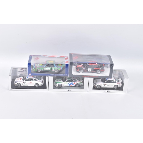 111 - FIVE BOXED SPARK MODEL MINIMAX VEHICLES, the first is a BMW 320 Si no1 WTCC 2007, Andy Priaulx, numb... 