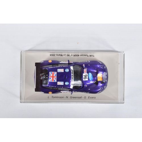 113 - FIVE BOXED SPARK MODEL MINIMAX VEHICLES, the first is a TVR Tuscan 400R no96 Le Mans 2004, L. Tomlin... 