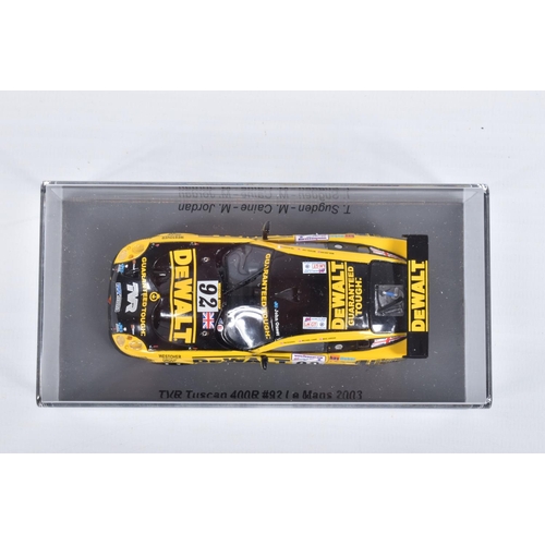 113 - FIVE BOXED SPARK MODEL MINIMAX VEHICLES, the first is a TVR Tuscan 400R no96 Le Mans 2004, L. Tomlin... 