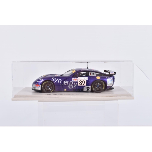 113 - FIVE BOXED SPARK MODEL MINIMAX VEHICLES, the first is a TVR Tuscan 400R no96 Le Mans 2004, L. Tomlin... 