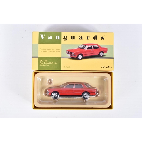 117 - SEVEN BOXED VANGUARDS 1:43 SCALE DIECAST FORD MODEL VEHICLES, the first is a limited edition Allarde... 