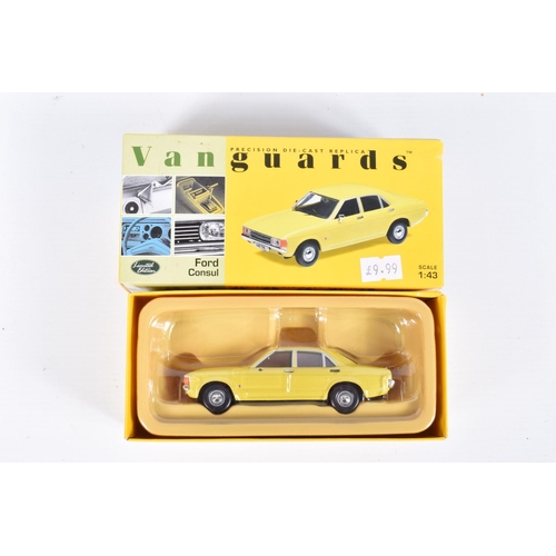 117 - SEVEN BOXED VANGUARDS 1:43 SCALE DIECAST FORD MODEL VEHICLES, the first is a limited edition Allarde... 