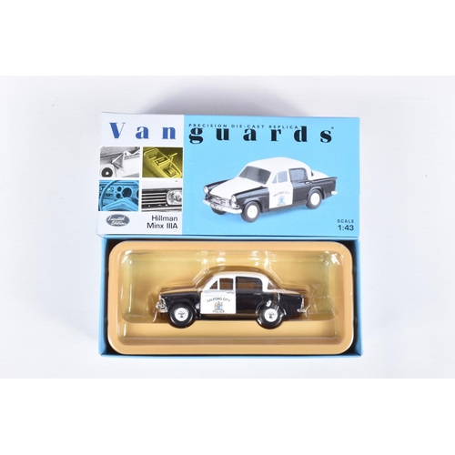 118 - EIGHT BOXED VANGUARDS DIECAST MODEL VEHICLES, the first is a limited edition Corgi Vanguards Rootes ... 