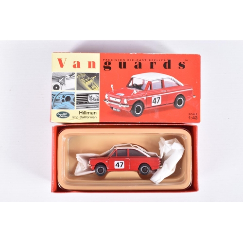 118 - EIGHT BOXED VANGUARDS DIECAST MODEL VEHICLES, the first is a limited edition Corgi Vanguards Rootes ... 