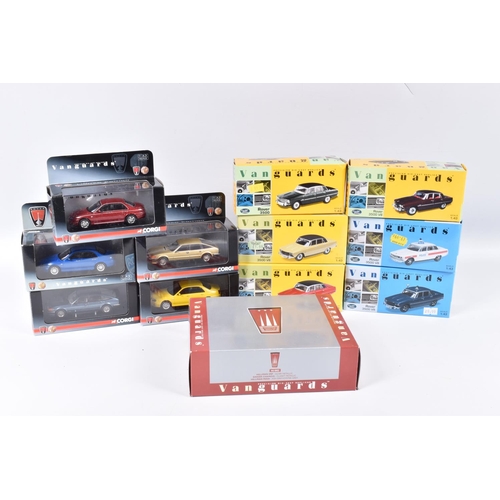 119 - TWELVE BOXED VANGUARDS ROVER DIE CAST MODEL VEHICLES , to include five 1:43 scale Rover 3500 V8 mode... 