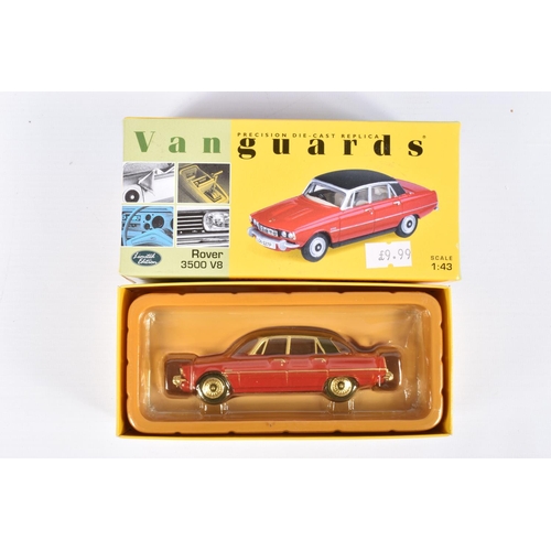 119 - TWELVE BOXED VANGUARDS ROVER DIE CAST MODEL VEHICLES , to include five 1:43 scale Rover 3500 V8 mode... 