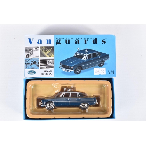 119 - TWELVE BOXED VANGUARDS ROVER DIE CAST MODEL VEHICLES , to include five 1:43 scale Rover 3500 V8 mode... 