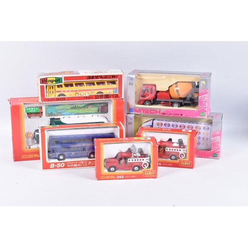 123 - A QUANTITY OF ASSORTED BOXED JAPANESE DIECAST AND PLASTIC VEHICLES, Diapet bus/coach, No.B-35 (1/60 ... 