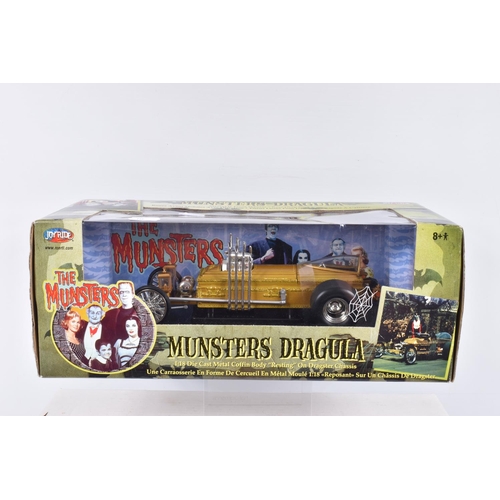 128 - A BOXED ERTL RC2 JOYRIDE DIECAST THE MUNSTERS DRAGULA CAR, No.33266, 1/18 scale model, coffin body r... 