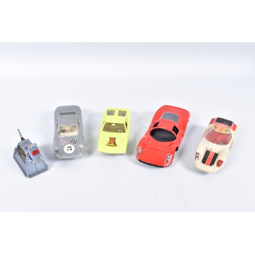 130 - A QUANTITY OF UNBOXED AND ASSORTED VINTAGE PLASTIC CARS, to include examples by Norev, Ingap, Polito... 