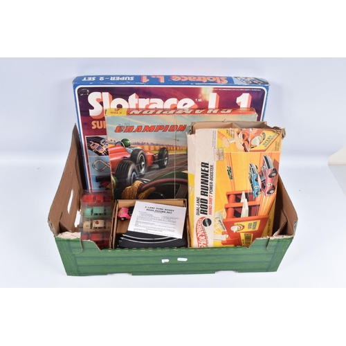 139 - A BOXED JOUEF FOR PLAYCRAFT CHAMPION MOTOR RACING SET, No.X 100 A, complete with both cars Jaguar E ... 