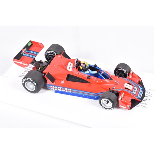 142 - A BOXED LIMITED EDITION MINICHAMPS 1:18 SCALE BRABHAM ALFA ROMEO BT45B C.PACE 1977 DIECAST MODEL VEH... 