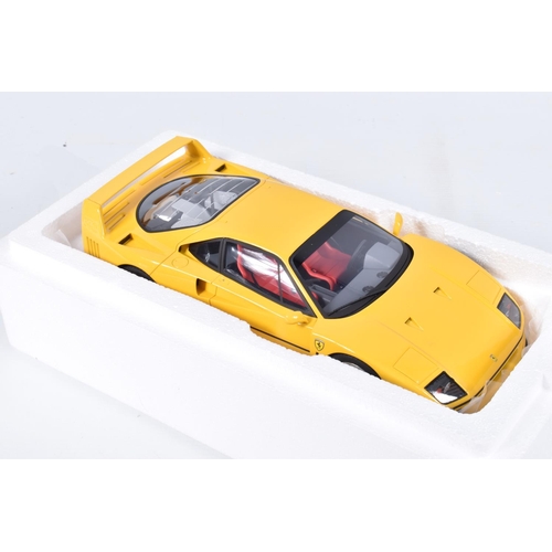 143 - A BOXED LIMITED EDITION 1:18 SCALE GT SPIRIT GT839 DIECAST MODEL VEHICLE, F40 yellow, appears in new... 