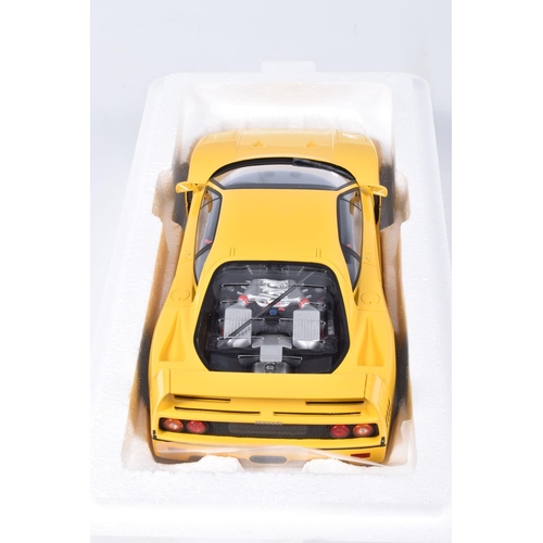 143 - A BOXED LIMITED EDITION 1:18 SCALE GT SPIRIT GT839 DIECAST MODEL VEHICLE, F40 yellow, appears in new... 