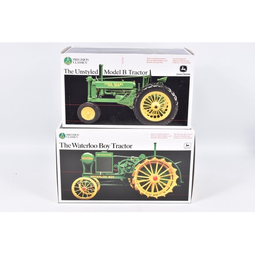 148 - TWO BOXED PRECISION CLASSICS JOHN DEERE 1:16 SCALE DIECAST MODEL TRACTORS, the first is 'The Unstyle... 