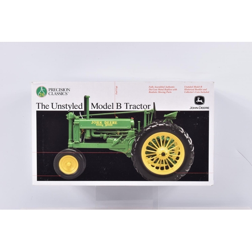 148 - TWO BOXED PRECISION CLASSICS JOHN DEERE 1:16 SCALE DIECAST MODEL TRACTORS, the first is 'The Unstyle... 