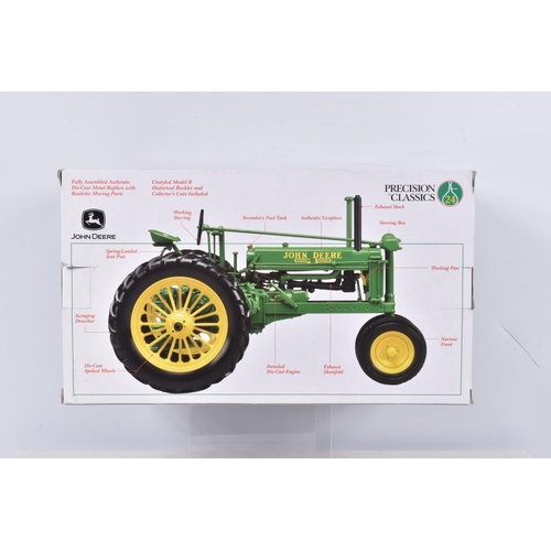 148 - TWO BOXED PRECISION CLASSICS JOHN DEERE 1:16 SCALE DIECAST MODEL TRACTORS, the first is 'The Unstyle... 