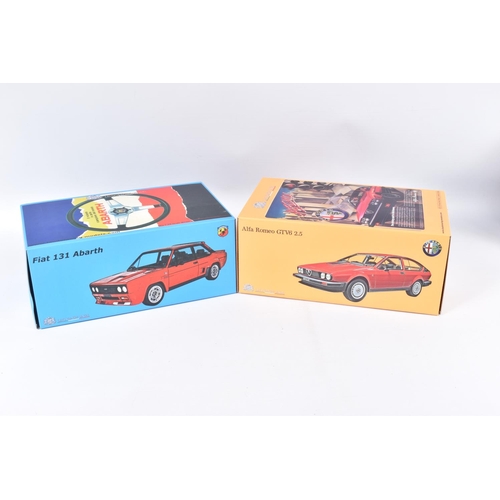 153 - TWO BOXED LIMITED EDITION  LAUDORACING 1:18  SCALE  MODEL VEHICLES, the first is a Fiat 131 Abarth, ... 