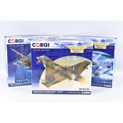 155 - THREE BOXED LIMITED EDITION CORGI AVIATION ARCHIVE 1:72 SCALE DIECAST MODEL AIRCRAFTS, the first is ... 