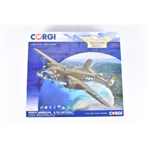 155 - THREE BOXED LIMITED EDITION CORGI AVIATION ARCHIVE 1:72 SCALE DIECAST MODEL AIRCRAFTS, the first is ... 