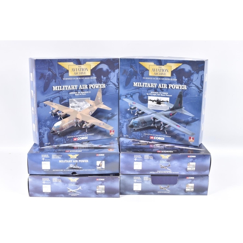 156 - SIX BOXED CORGI AVIATION ARCHIVE 1:144 SCALE DIECAST MODEL MILITARY AIRCRAFTS, to include three 1st ... 