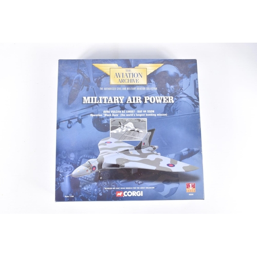 156 - SIX BOXED CORGI AVIATION ARCHIVE 1:144 SCALE DIECAST MODEL MILITARY AIRCRAFTS, to include three 1st ... 