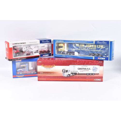 163 - FOUR BOXED LIMITED EDITION CORGI 1:50 SCALE DIECAST HAULAGE VEHICLES, the first is a Hauliers of Ren... 