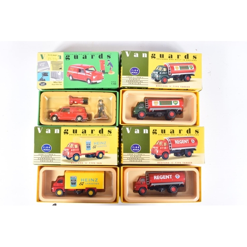 168 - TWELVE BOXED VANGUARDS DIECAST MODEL VEHICLES, to include five 1:64 scale Classic Commercial vehicle... 