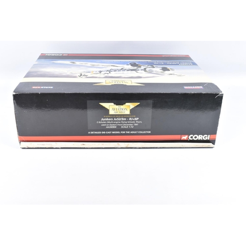 186 - A BOXED LIMITED EDITION CORGI AVIATION ARCHIVE 1:72 SCALE JUNKERS JU52/3M - RJ+NP DIECAST MODEL AIRC... 