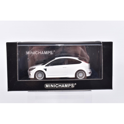 190 - FIVE BOXED MINICHAMPS 1:43 SCALE METAL MODEL VEHICLES , to include a 2009 Ford Focus RS in White, it... 