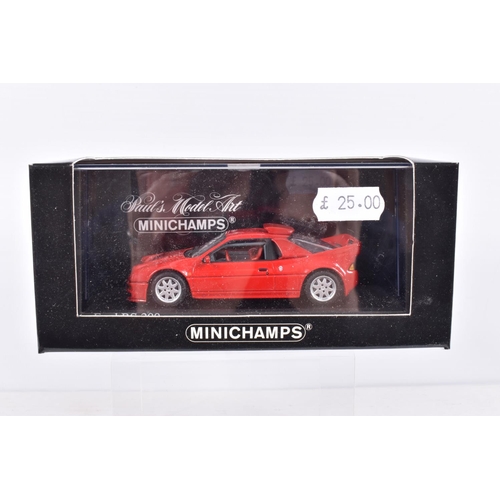 190 - FIVE BOXED MINICHAMPS 1:43 SCALE METAL MODEL VEHICLES , to include a 2009 Ford Focus RS in White, it... 