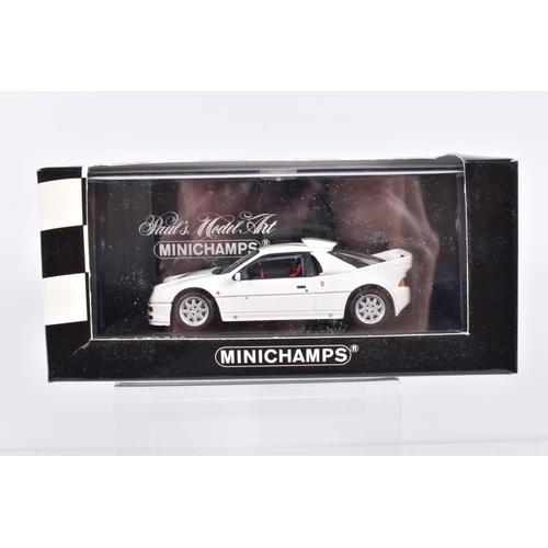 190 - FIVE BOXED MINICHAMPS 1:43 SCALE METAL MODEL VEHICLES , to include a 2009 Ford Focus RS in White, it... 