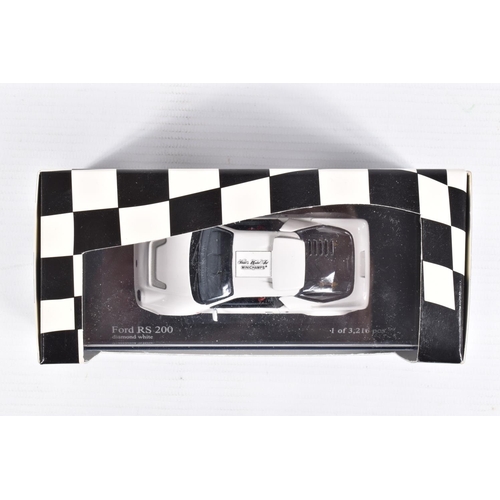 190 - FIVE BOXED MINICHAMPS 1:43 SCALE METAL MODEL VEHICLES , to include a 2009 Ford Focus RS in White, it... 